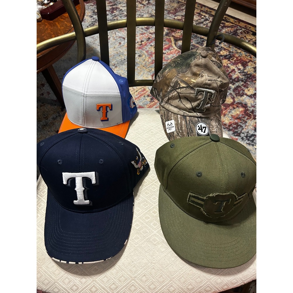 Texas Rangers Hat Lot 4 Snapback Camo US Army Military Blue White T Logo